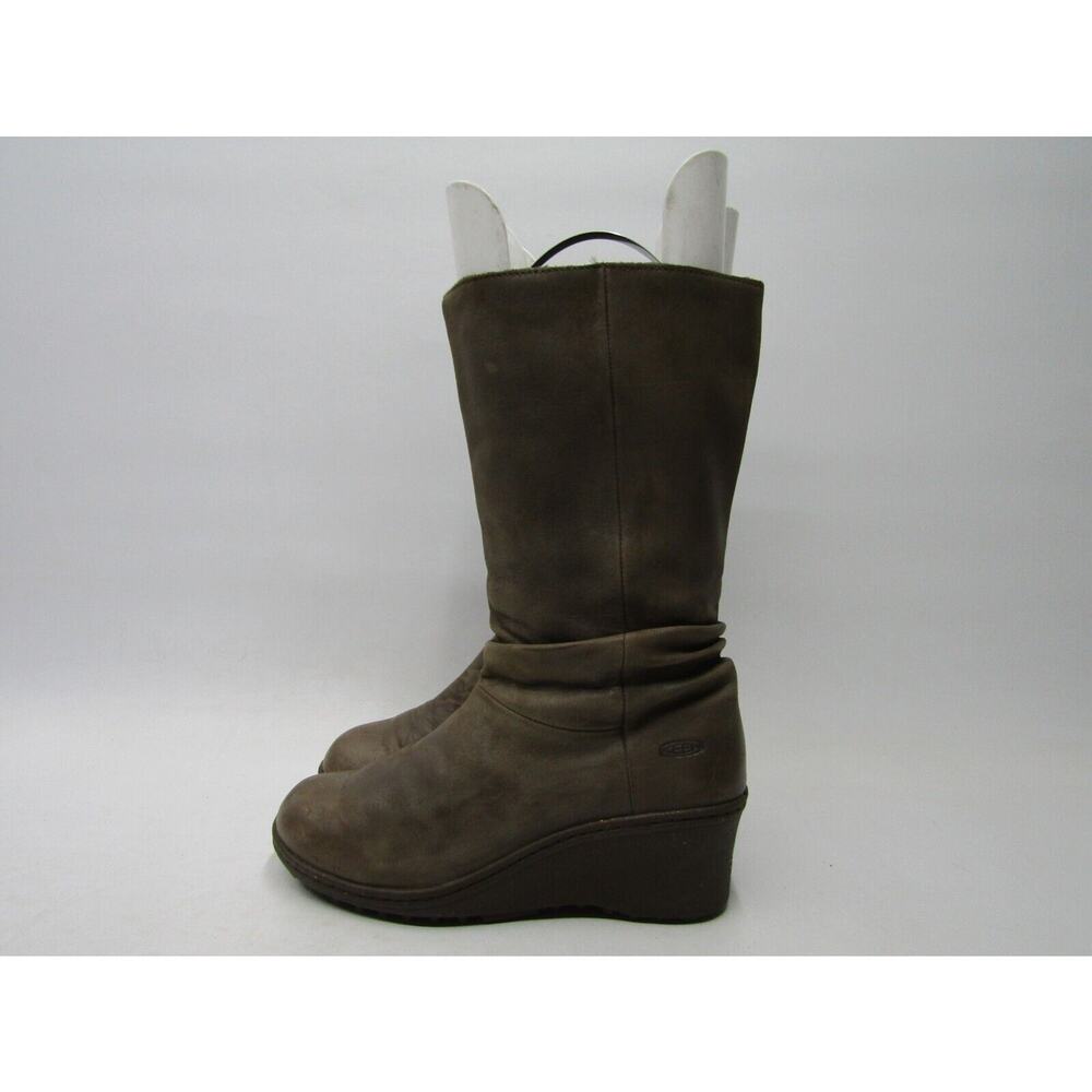 Keen Womens Size 9.5 M Brown Leather Wedge Slouch Mid Calf Fashion Boots